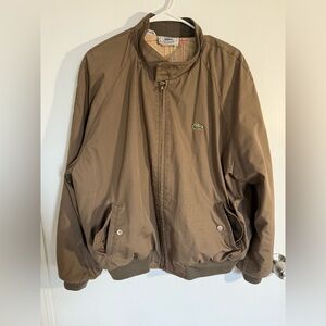 Vintage Lacoste Men's Tan Bomber Jacket